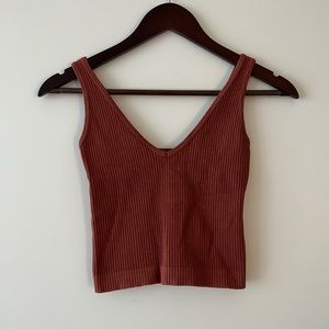 Free People Seamless Rib Cropped Tank Top in rust